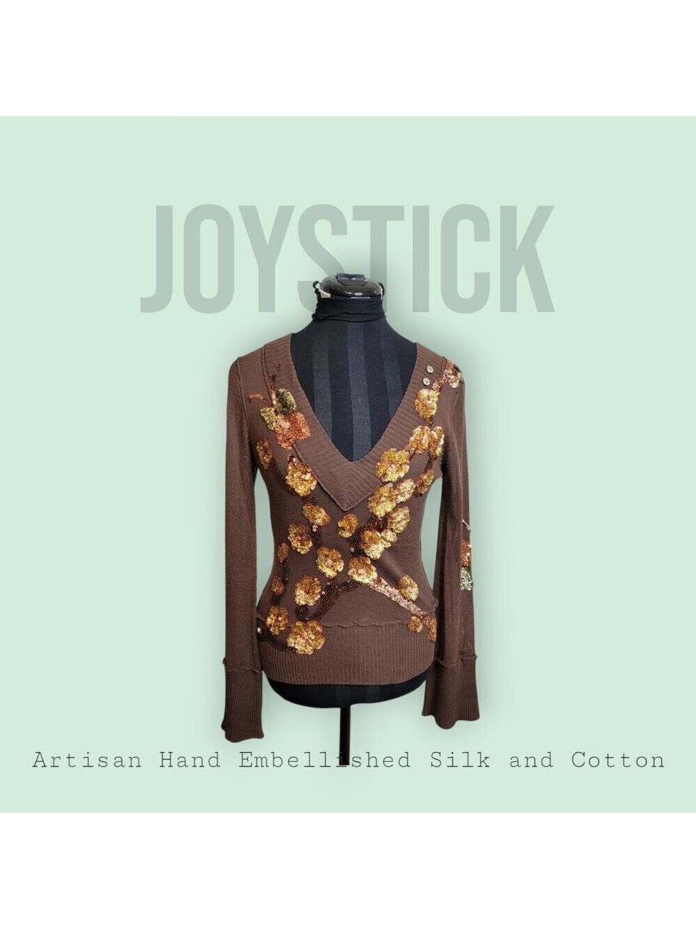 Joystick Hand-Embroidered Silk Cotton Sweater | Size S